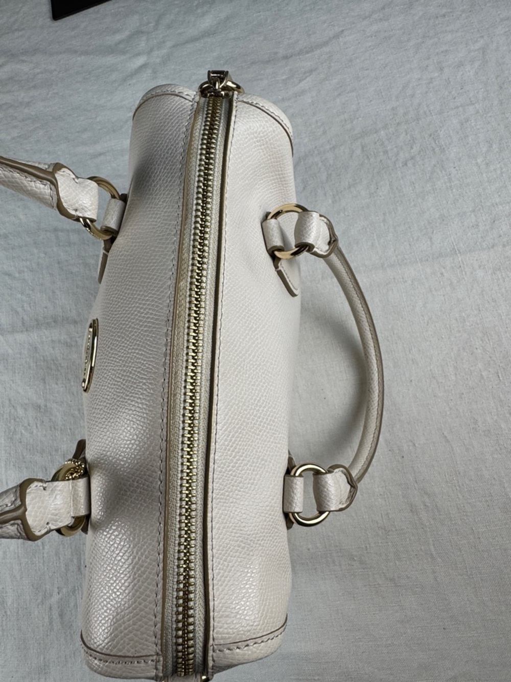 Coach Cream Bennett Mini Leather Satchel with Gold Plaque - Picture 11 of 13
